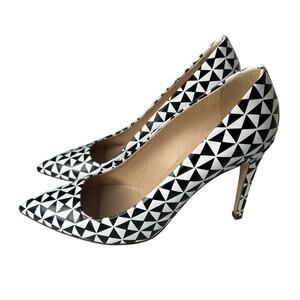 J.Crew Geometric Pointed Pumps Black / White Size 8.5